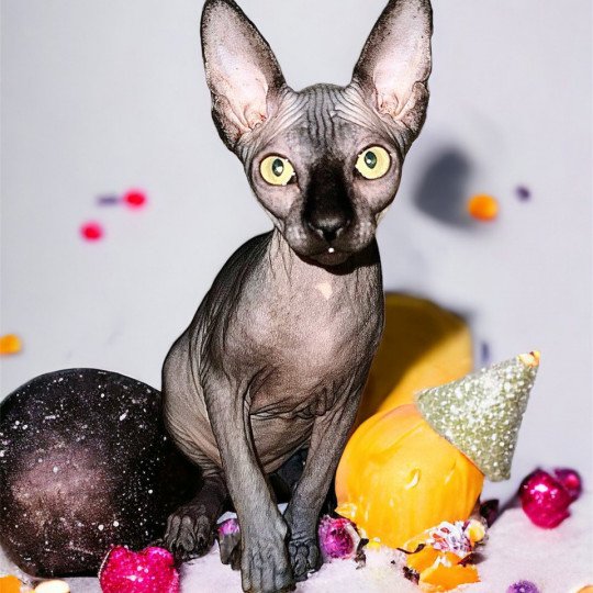 chat Sphynx black U’Lyrâh Chatterie Des Joyaux d’Égypte