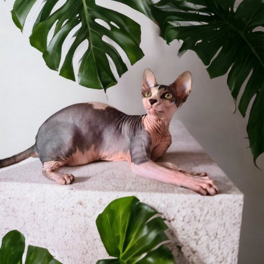 chat Sphynx brown mackerel tabby & blanc Unique Chatterie Des Joyaux d’Égypte